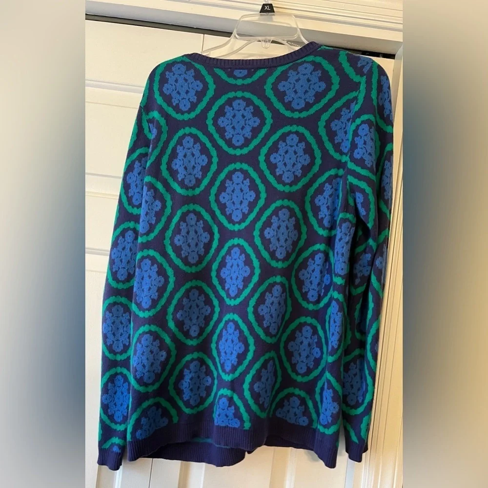 Blue Green Medallion Cardigan - Everyday Casual Work to Dinner EUC L #1428